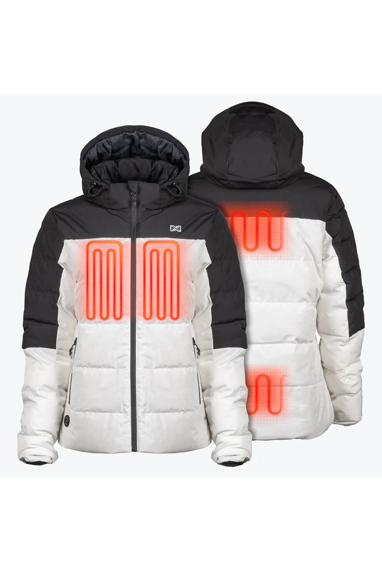 Crest 2.0 Women's Natural Down Heated Jacket, Alternate, color, Black/White