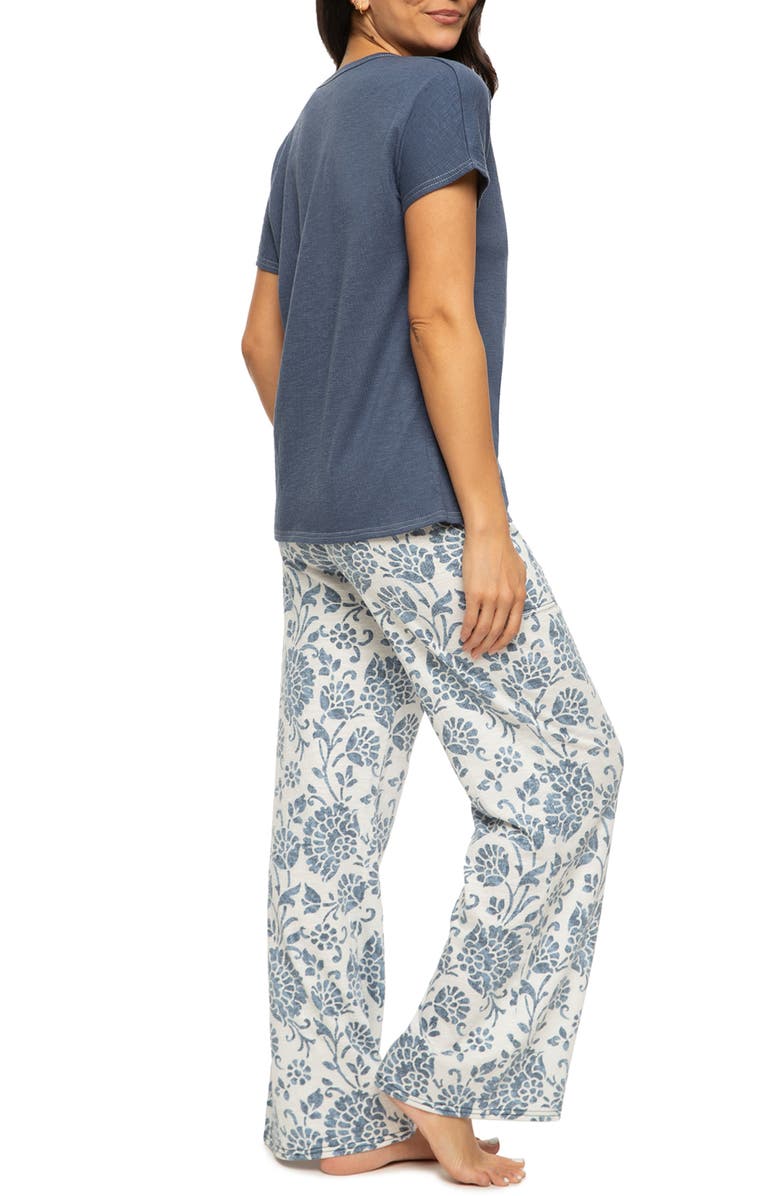 Felina Josephine Crinkled Jersey Pajamas, Alternate, color, Vintage Indigo