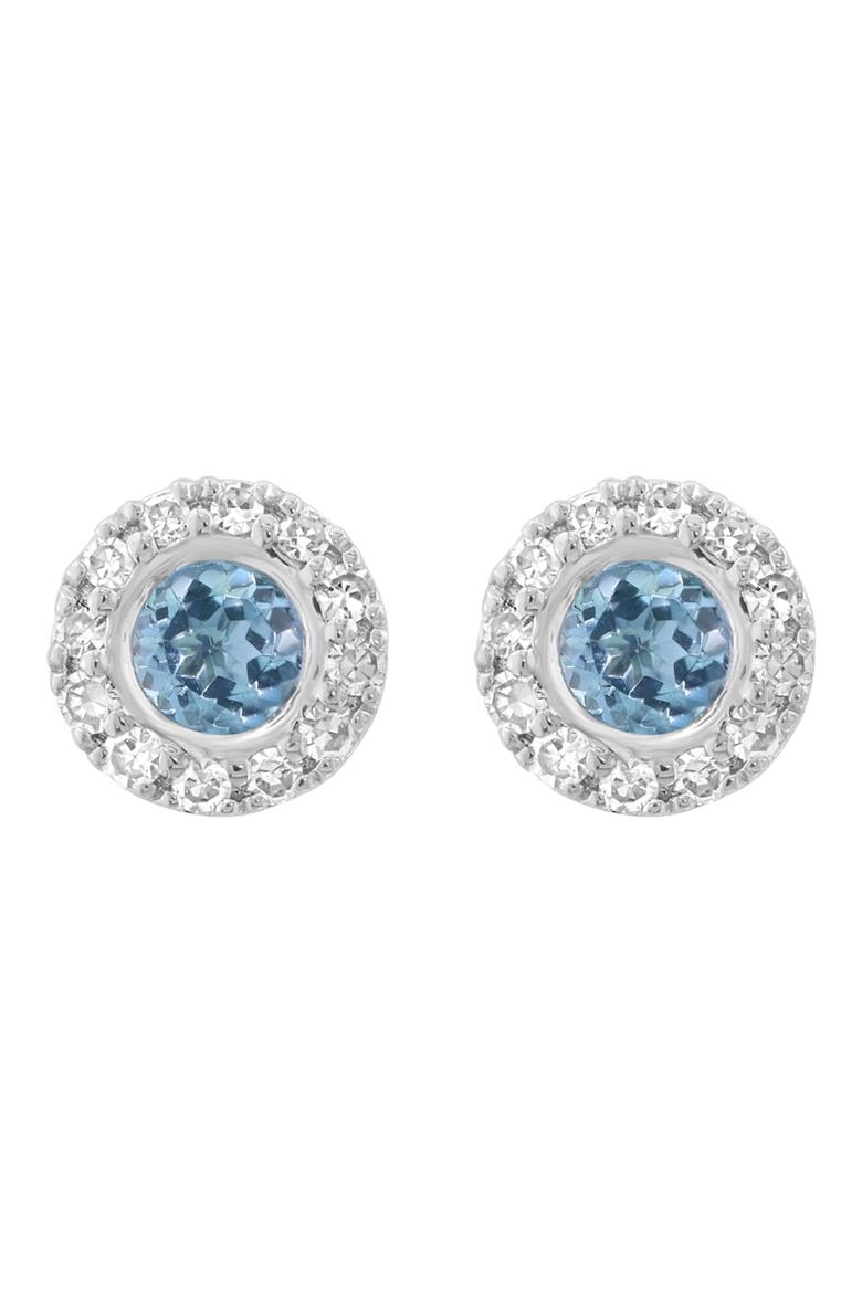 14k White Gold Blue Topaz & Diamond Stud Earrings, Main, color, BLUE