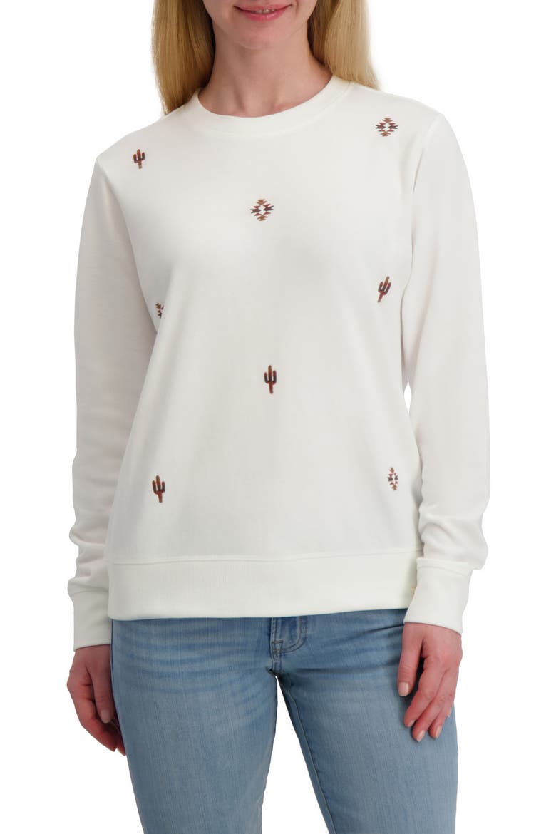Embroidered Crewneck Sweatshirt, Main, color, IVORY/ TAN