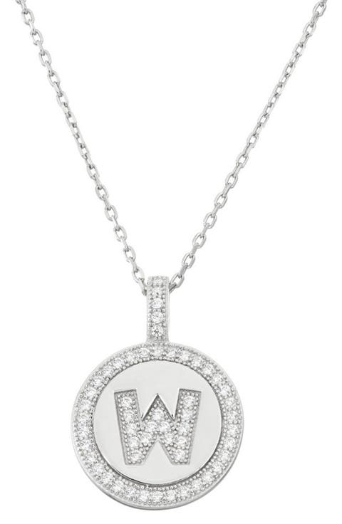 Sterling Silver & Cubic Zirconia Micro Pavé Circle Initial Pendant Necklace