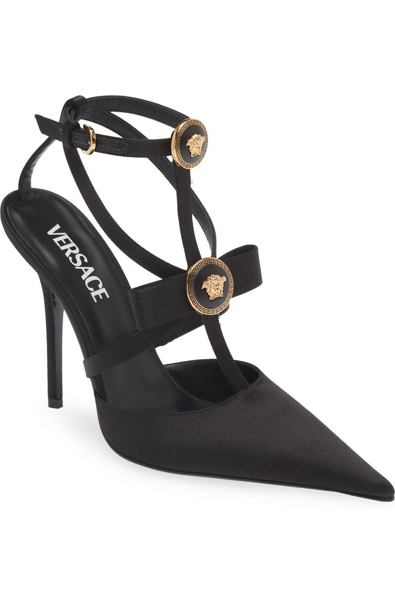 Versace Gianni Ribbon Cage Pointed Toe Pump, Main, color,