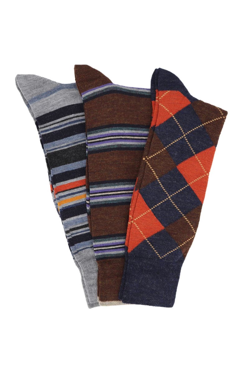 Lorenzo Uomo Assorted 3-Pack Italian Merino Wool Crew Socks, Main, color,