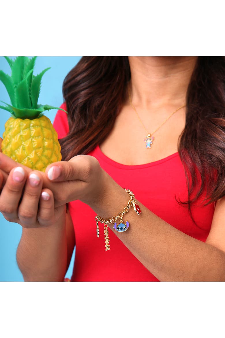 Lilo and Stitch Fashion Stitch Charm Bracelet, 7+1'' Chain, Alternate, color, Gold