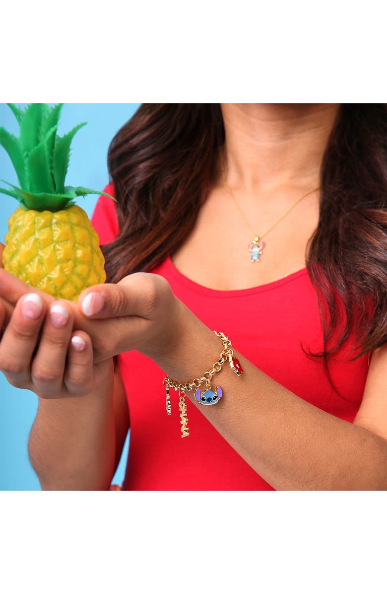 Disney Lilo and Stitch Fashion Stitch Charm Bracelet, 7+1'' Chain, Alternate, color, Gold