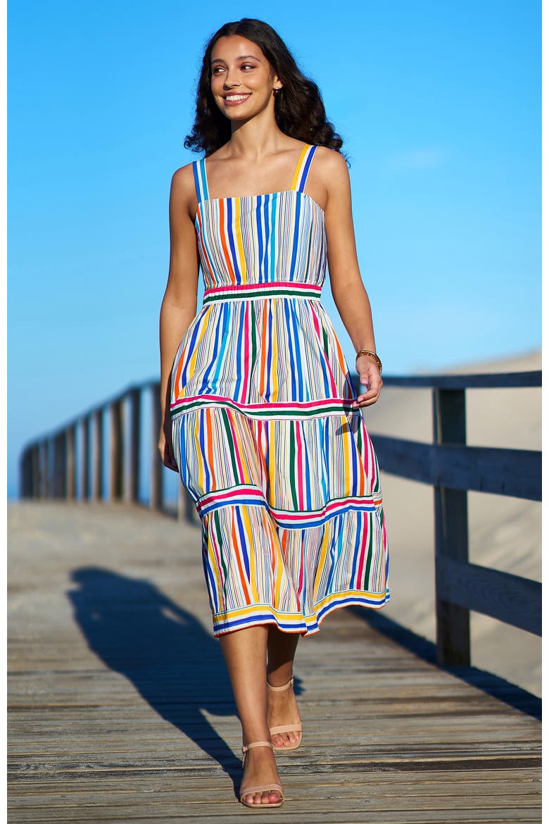 Stripe Cotton Midi  Sun Dress, Alternate, color, Multi