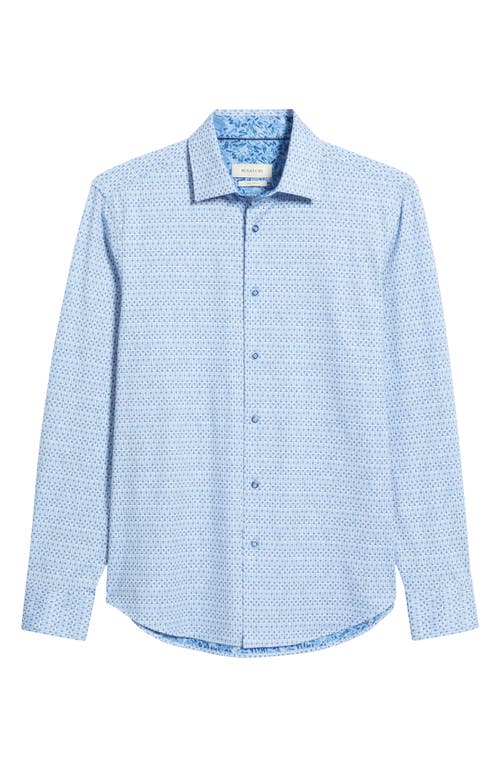 Bugatchi Jimmy Ooohcotton® Geo Print Button-up Shirt In Classic Blue