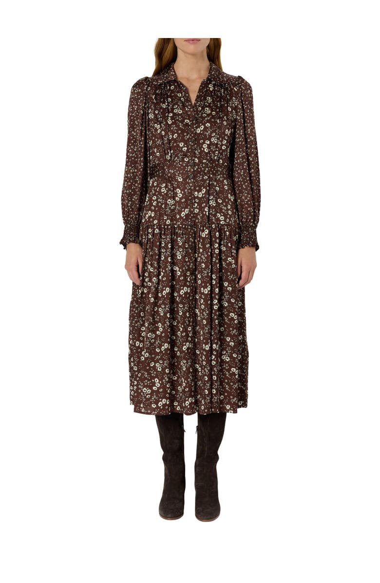 GERARD DAREL Lolita Long Sleeve Shirt Dress, Alternate, color, Brown