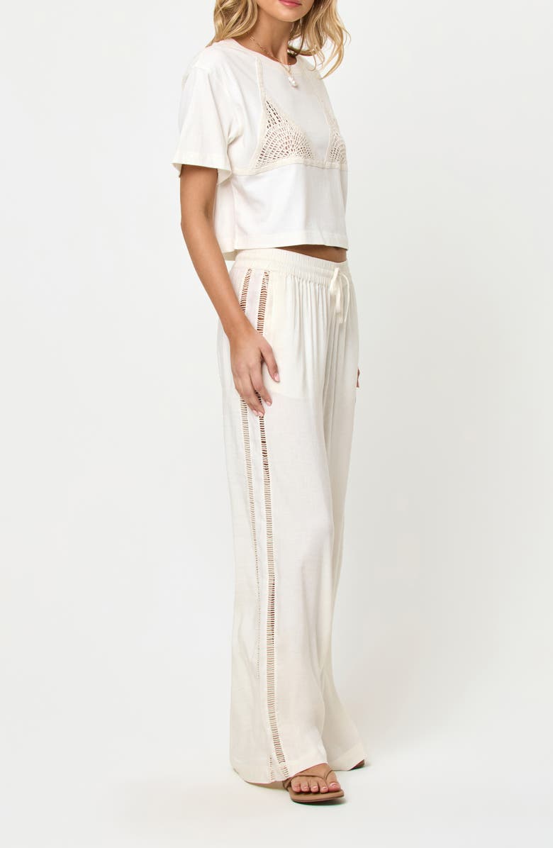 LSPACE At Your Leisure Linen Blend Cover-Up Pants, Alternate, color, Cream/ Natural