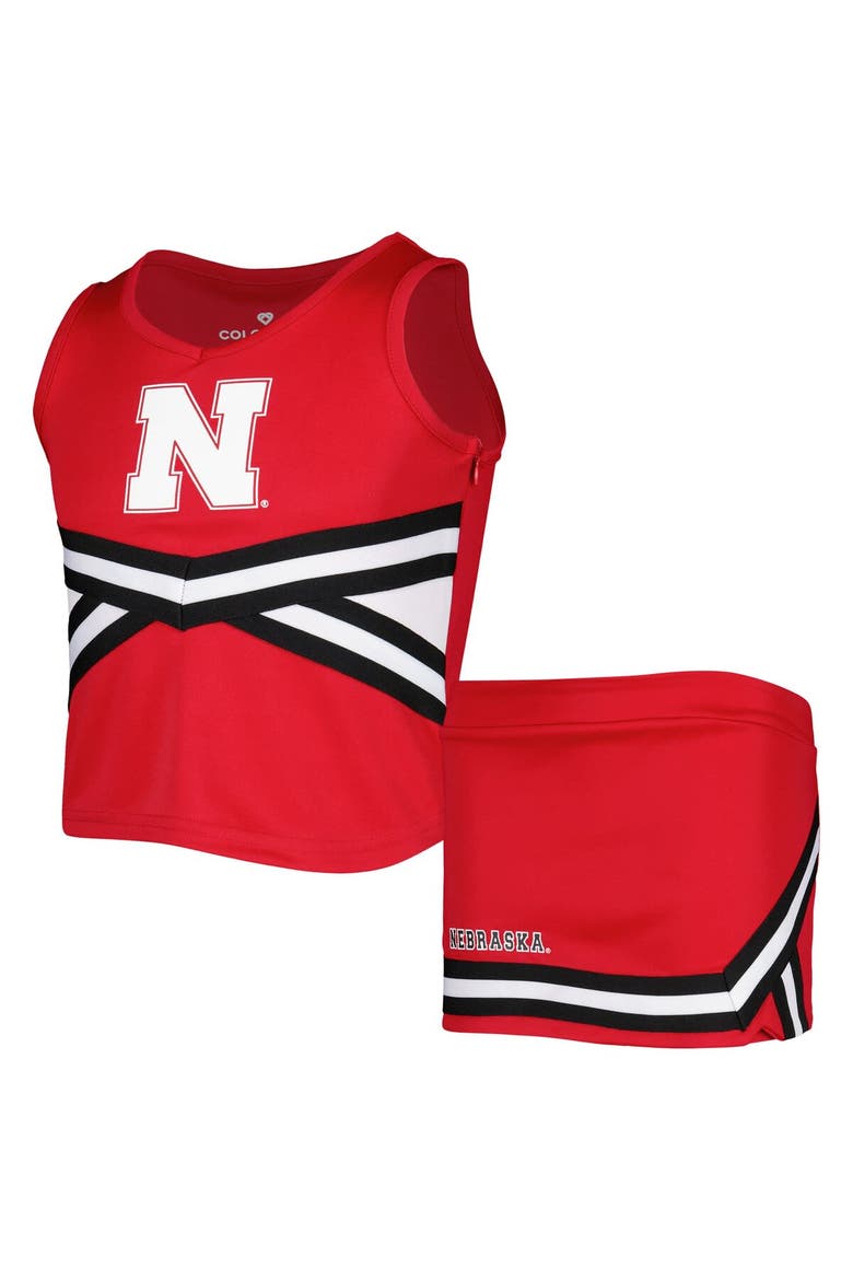 Girls Youth Colosseum Scarlet Nebraska Huskers Carousel Cheerleader Set, Main, color, Scarlet