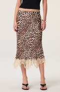 ASTR the Label Eilinna Leopard Print Lace Trim Midi Skirt
