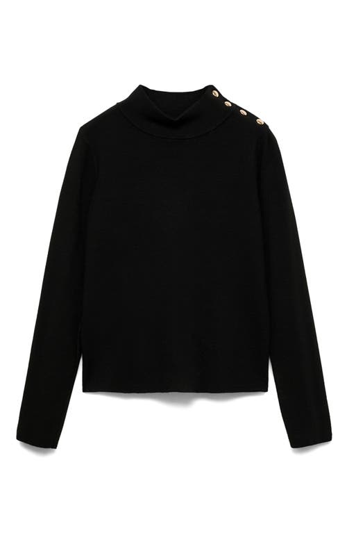 Shop Mango Button Trim Sweater In Black
