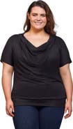 24seven Comfort Apparel Cowl Neck Short Sleeve Top with Banded Bottom
