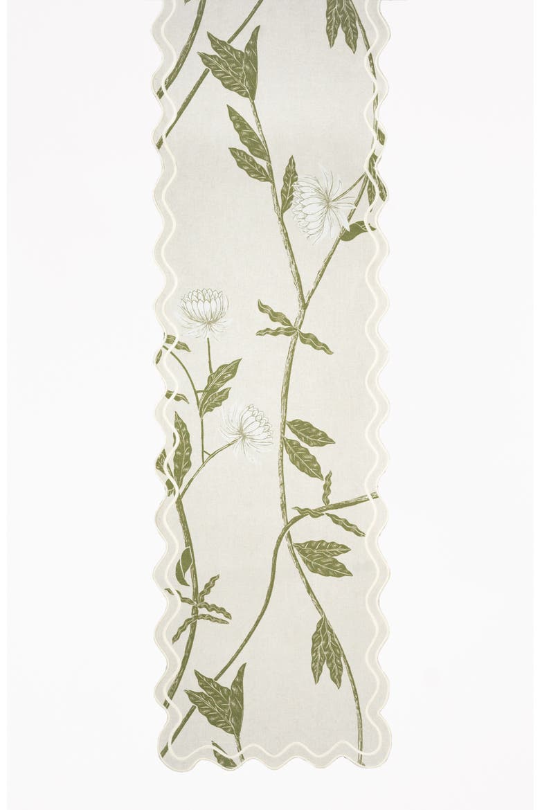 Storytime Dahlias Table Runner, Alternate, color, Green