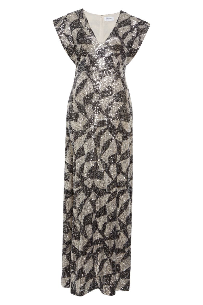 Cubist Sequin Gown, Alternate, color, ECBI ECRU/BLACK MULTI