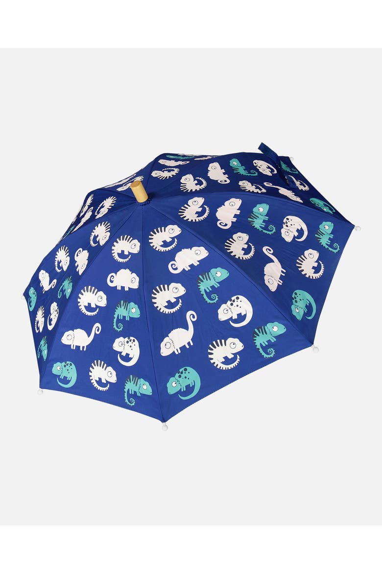 Boy Color-Changing Animal Umbrella, Main, color, Blue Chameleon Print