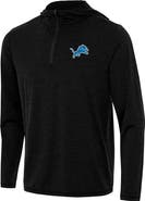 ANTIGUA Men's Antigua Heather Black Detroit Lions Tidy Quarter-Zip Pullover Hoodie