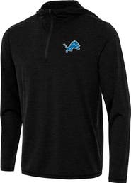 ANTIGUA Men's Antigua Heather Black Detroit Lions Tidy Quarter-Zip Pullover Hoodie