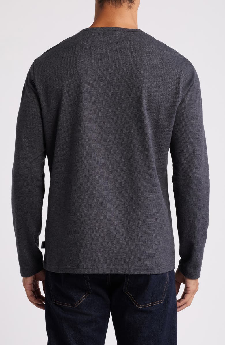 Stone Rose Performance Piqué Henley, Alternate, color, Charcoal
