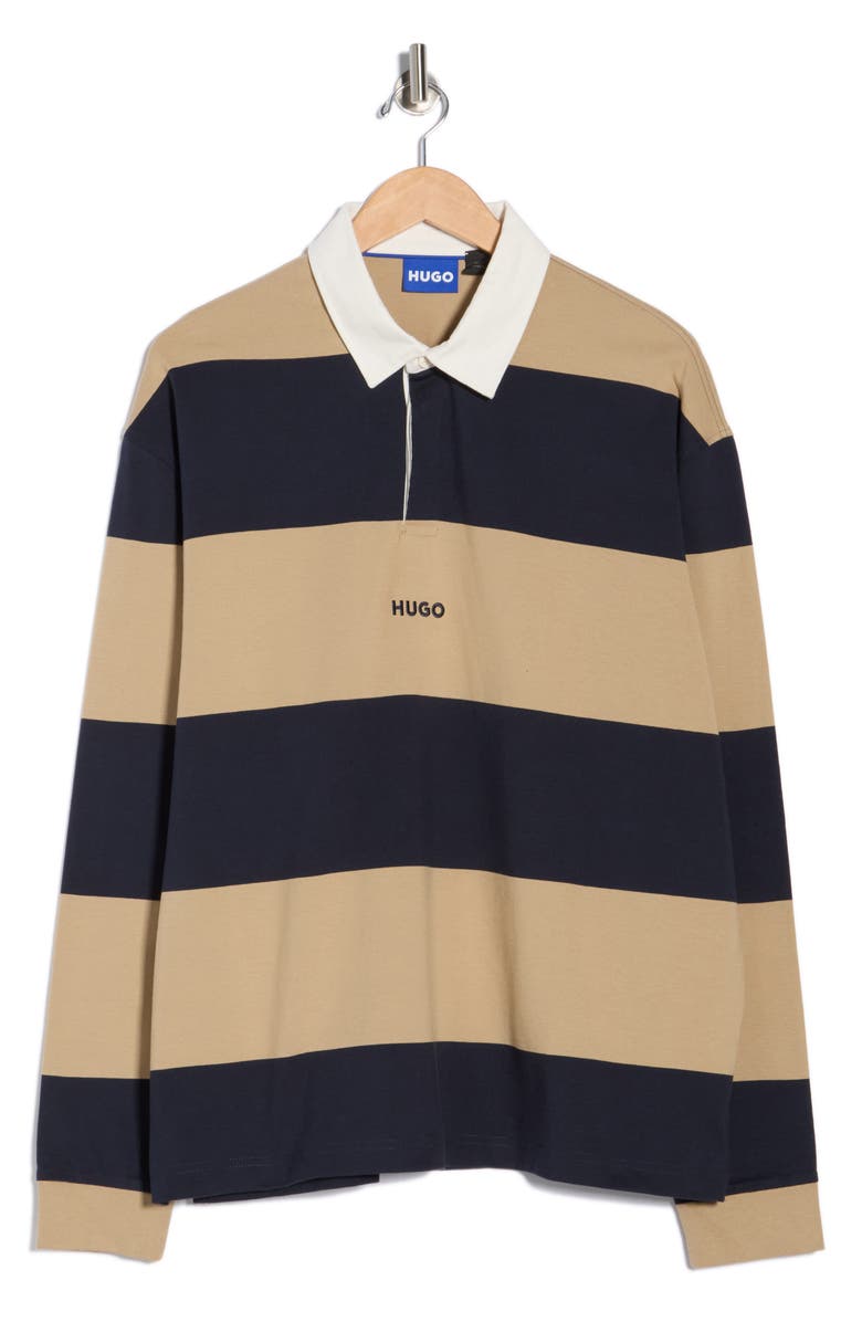 BOSS Noresti Stripe Long Sleeve Polo, Main, color, Open Miscellaneous