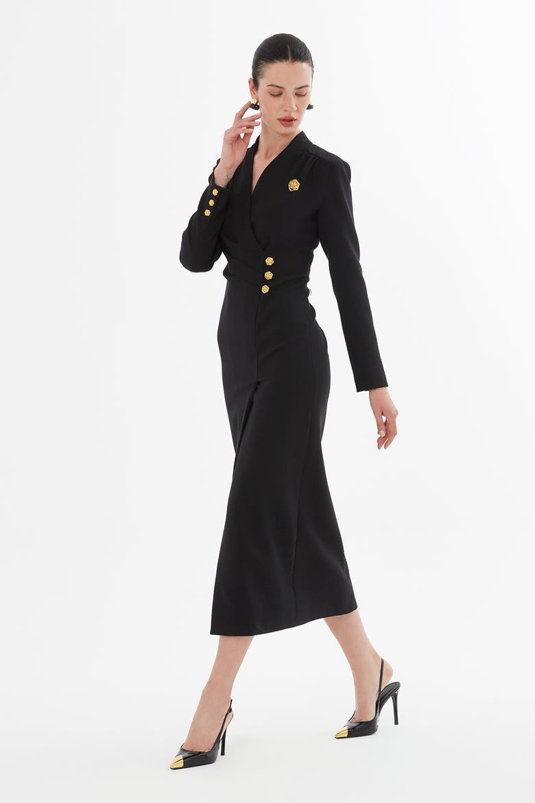 Wrap Dress with Front Slit, Alternate, color, Black