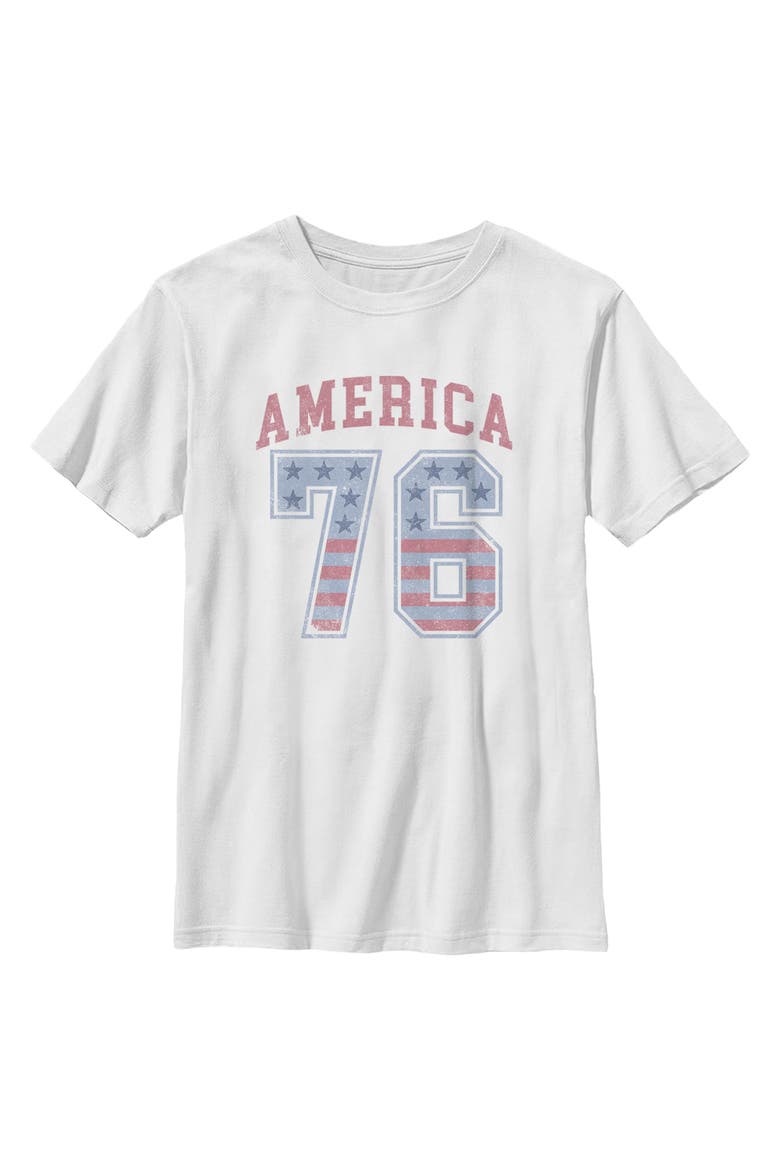 Boy's Lost Gods Varsity America 76  Graphic T-Shirt, Main, color, White