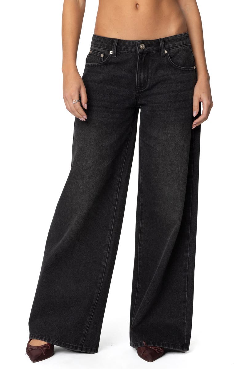 EDIKTED Vyxen Wide Leg Jeans, Main, color, Black-Washed