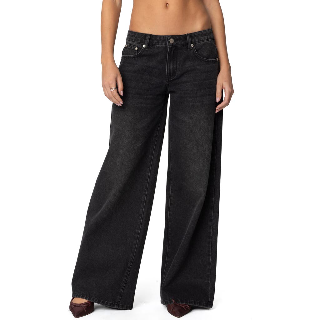 Edikted Vyxen Wide Leg Jeans In Black-washed
