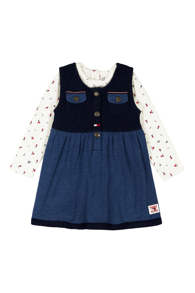 Pointelle Knit Bodysuit & Dress, Main, color, DENIM