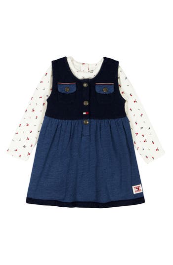 Tommy Hilfiger Pointelle Knit Bodysuit & Dress In Blue