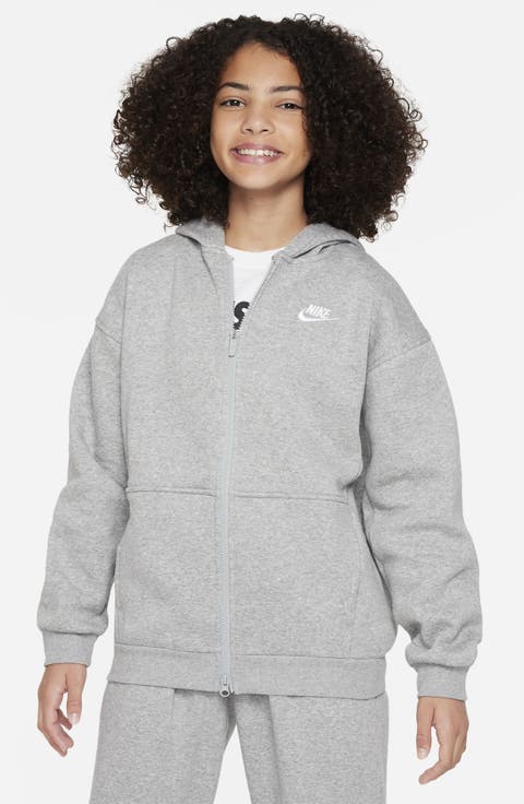 Kids' Sportswear Club Fleece Oversize Full-Zip Hoodie (Big Kid)