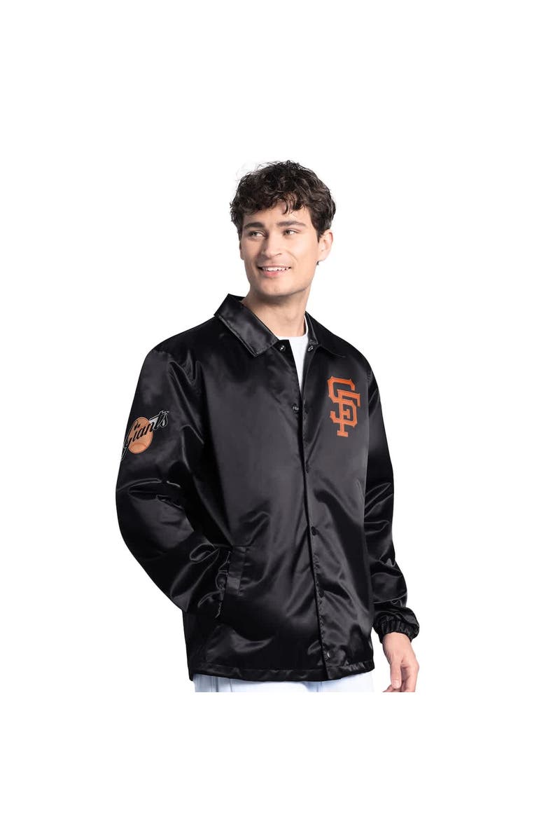 STARTER Men's Starter Black San Francisco Giants Cooperstown Collection Point Man Full-Snap Coaches Jacket, Main, color, Black