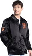 STARTER Men's Starter  Black San Francisco Giants Cooperstown Collection Point Man Full-Snap Coaches Jacket