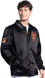 STARTER Men's Starter Black San Francisco Giants Cooperstown Collection Point Man Full-Snap Coaches Jacket