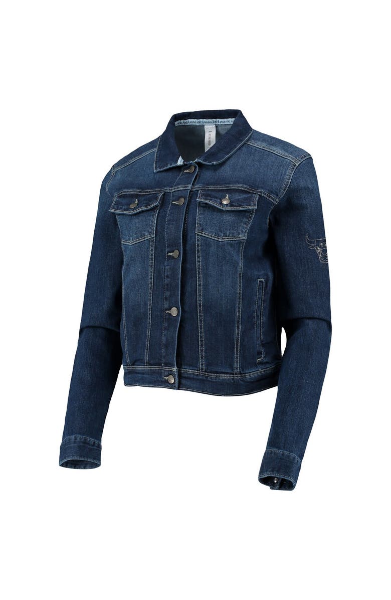 LUSSO Women's Lusso Blue Chicago Bulls Georgie Swarovski Crystals Button-Up Denim Jacket, Alternate, color, Blue