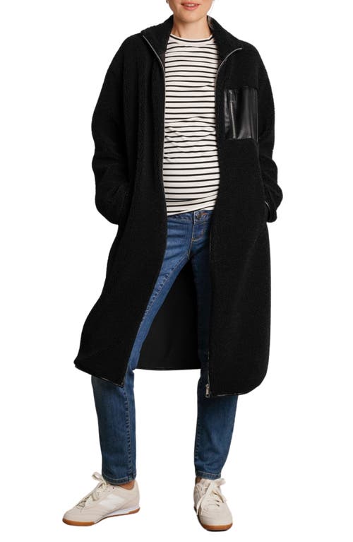 Nom Maternity Teddi Faux Shearling Maternity Coat In Black
