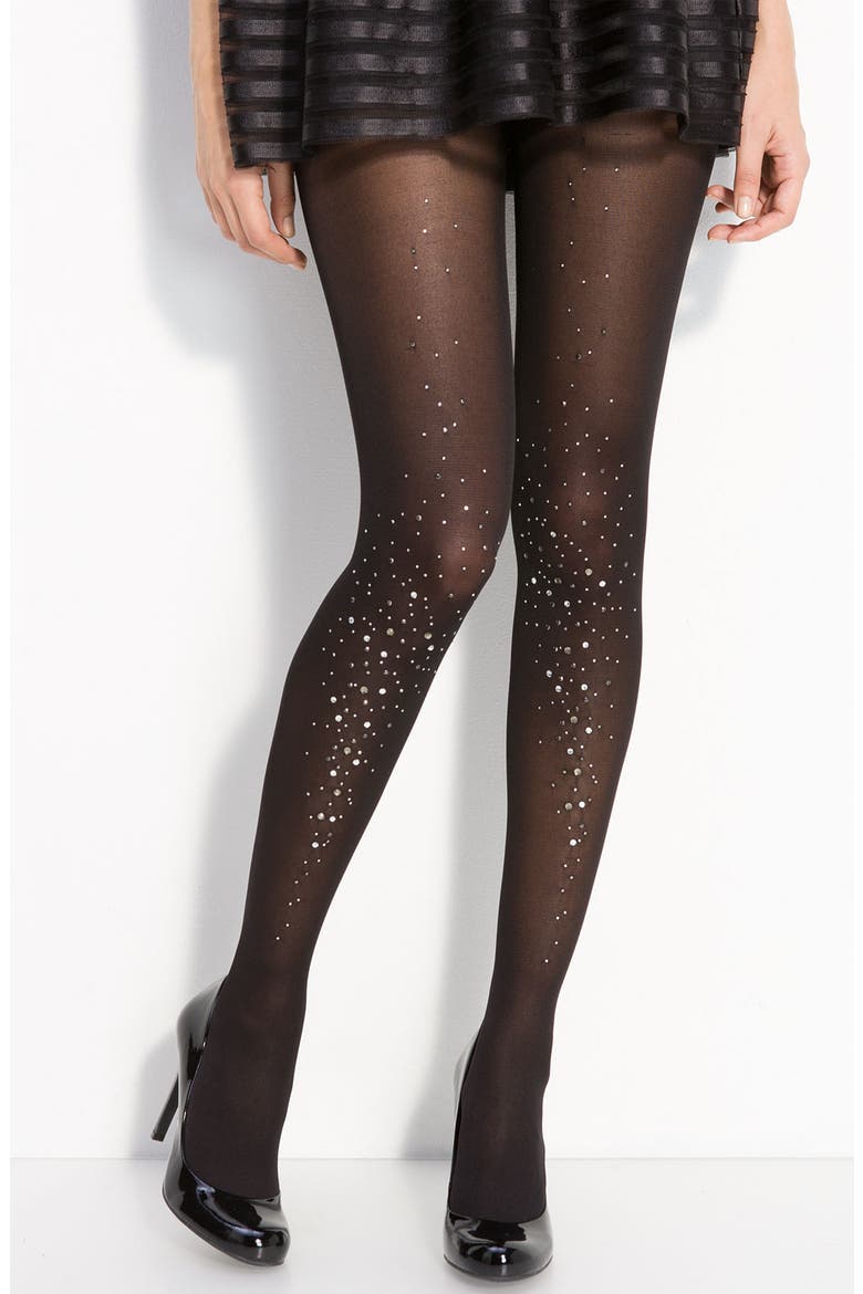 'Sparkly' Tights, Main, color, BLACK