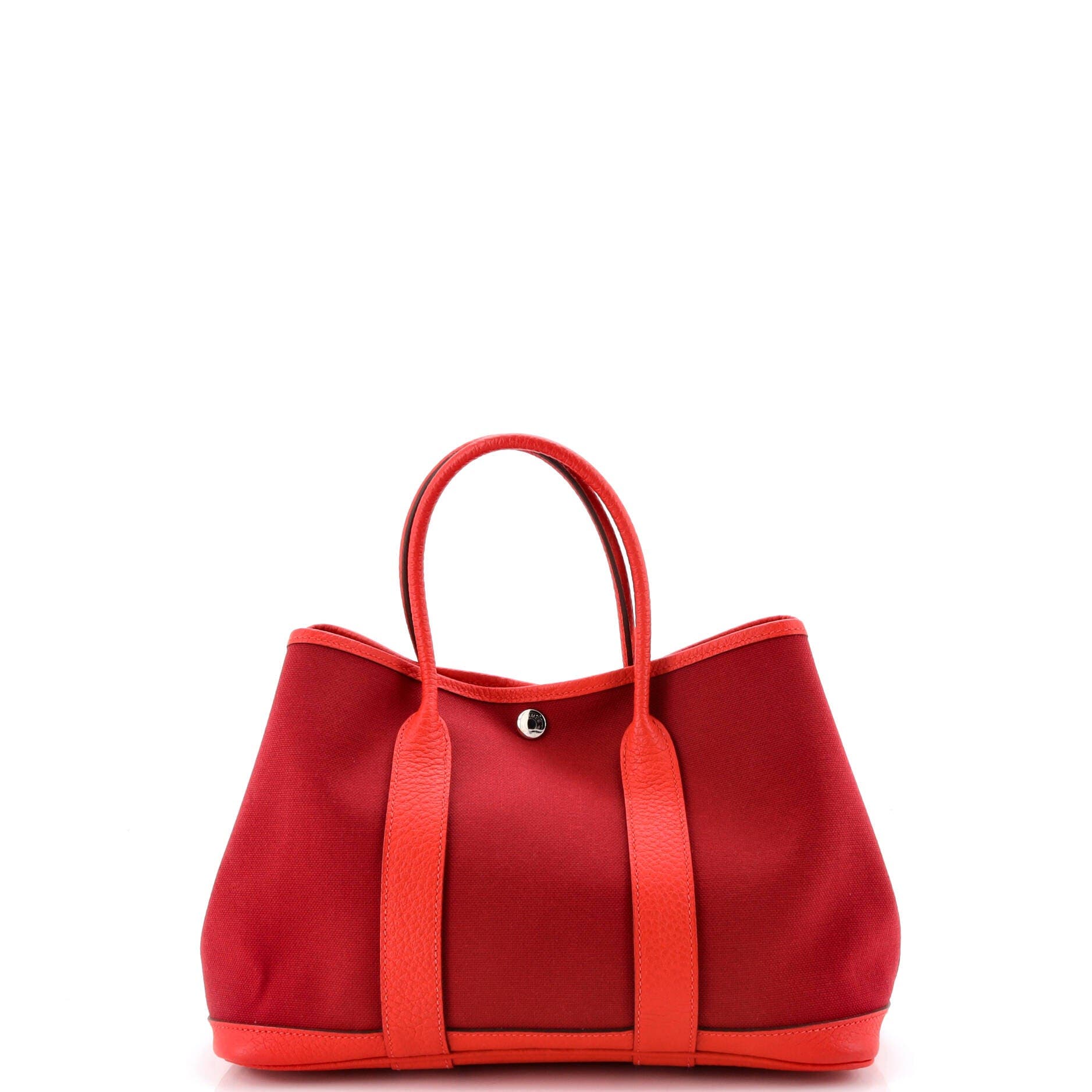 Pre-Owned Hermes Garden Party Tote Toile and Leather 30, Alternate, color, Rouge Grenat