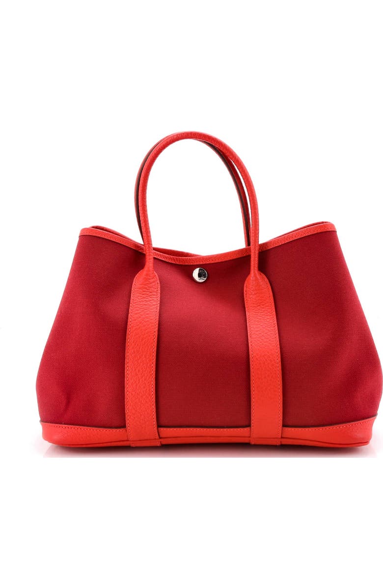Pre-Owned Hermes Garden Party Tote Toile and Leather 30, Alternate, color, Rouge Grenat