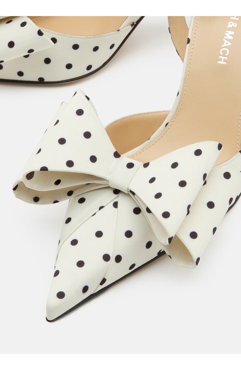 Mach & Mach Le Cadeau Bow Polka Dot Slingback Pump, Alternate, color, White/ Black