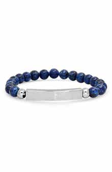 Men's Lapis Bead & Stainless Steel Prayer Bracelet