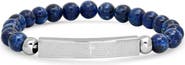STEELTIME Men's Lapis Bead & Stainless Steel Prayer Bracelet