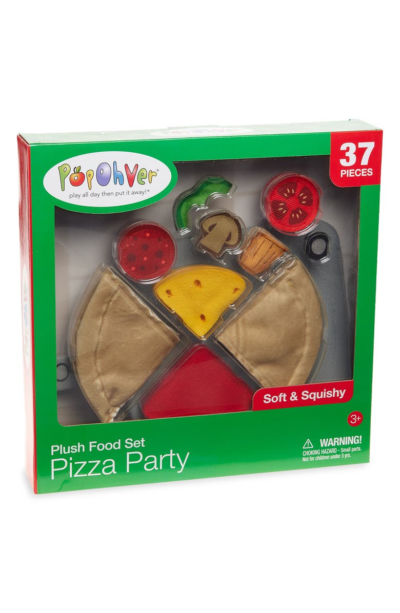 PopOhVer Pizza Party Plush Food Play Set, Main, color,