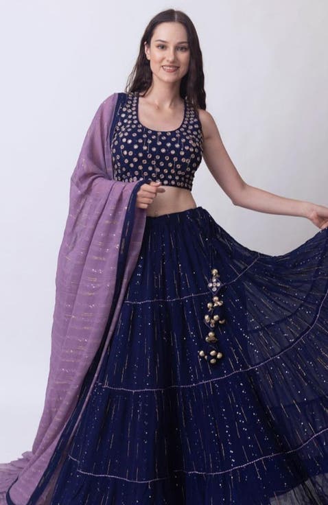 Ria Sequins Tiered Lehenga Choli