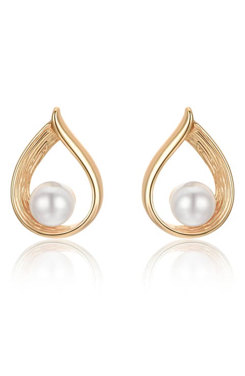 Imitation Pearl Teardrop Earrings