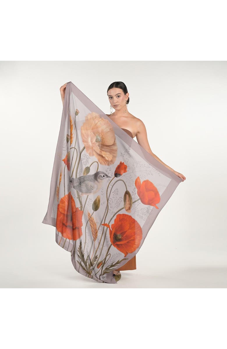 Silk&Soul Poppy Scarf, Alternate, color, Grey