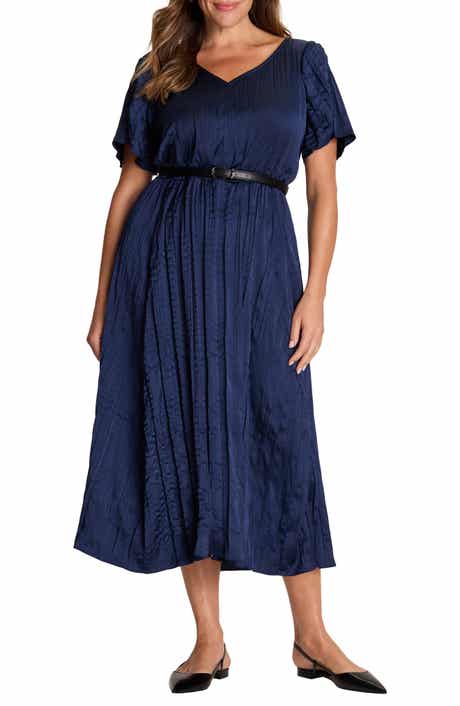 Bella Belted Crushed Satin Midi Dress