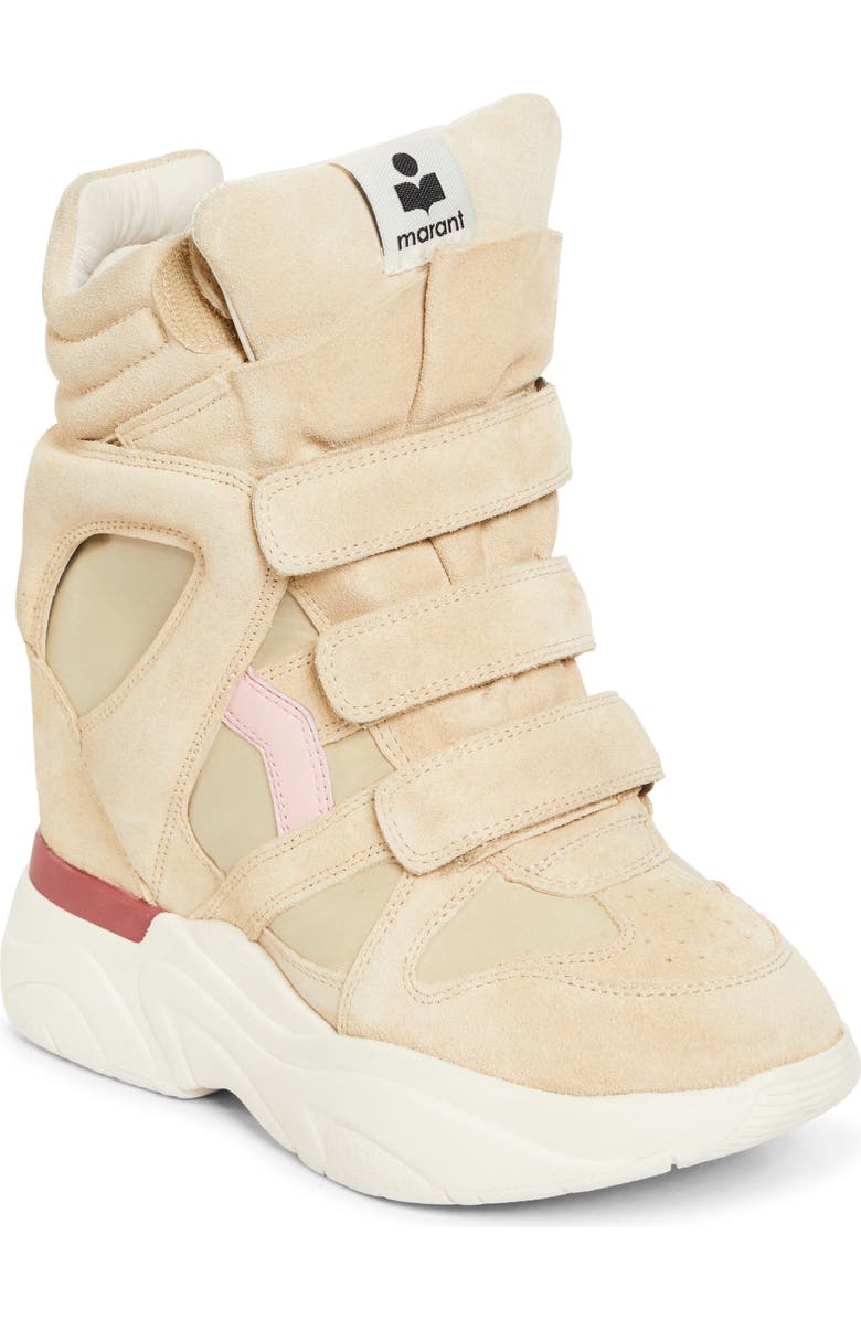 Isabel Marant Balskee Hidden Wedge High Top Sneaker, Main, color, Beige/ Pink