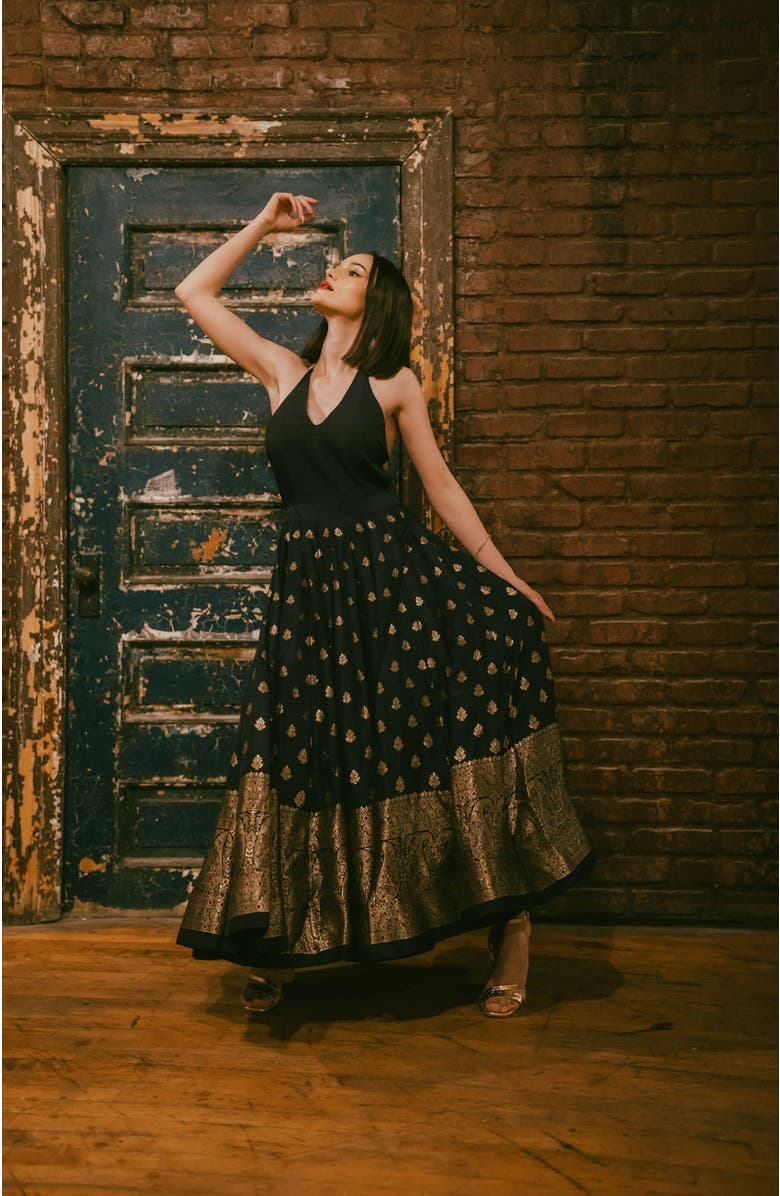 RAAS Alastair Open Back Gown, Alternate, color, Navy Blue