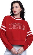 STARTER Women's Starter Red New Jersey Devils Power Play Cropped Pullover Sweatshirt